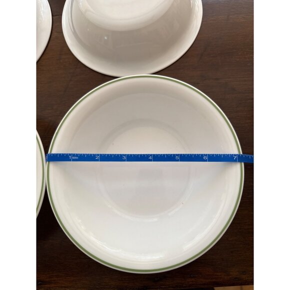 Set Of 5 Corelle Corning White Soup Bowls With Green Trim 7.25” Shadow Iris - Picture 4 of 4